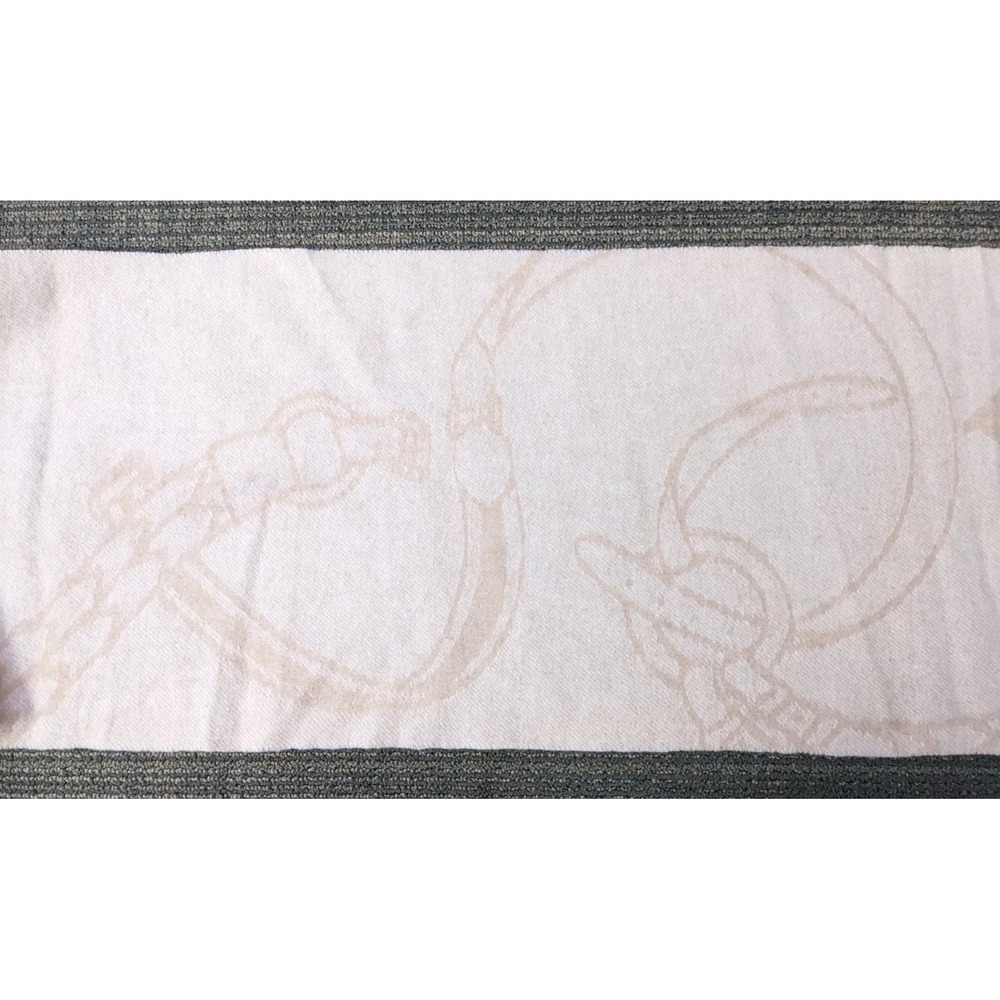 Lauren Ralph‎ Lauren Wool Scarf Equestrian Classic Horseshoe Logo Fringe Luxury - Picture 6 of 8